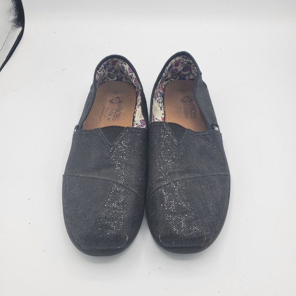 Bobs Womens Size 5 Flat Shoes Gently used sparkle Black Comfort Shoe - Picture 1 of 9